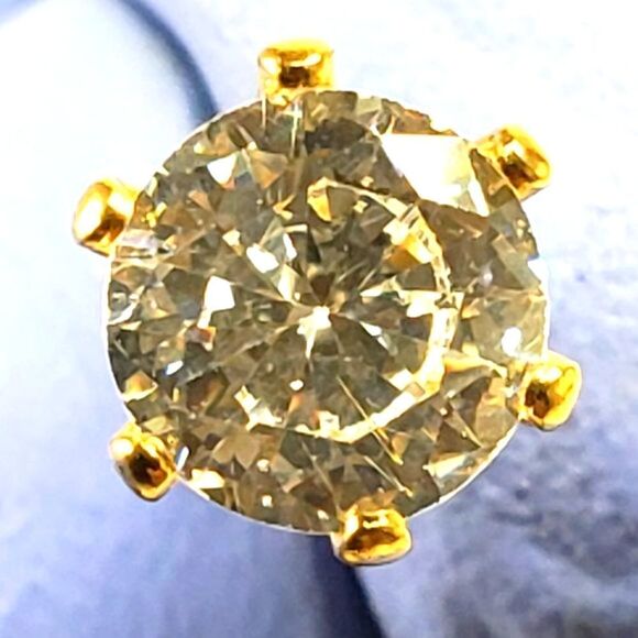 Swarovski Stones - 2 CTW Clear CRYSTAL Stud Earrings - 14KT Gold Overlay - Picture 7 of 9